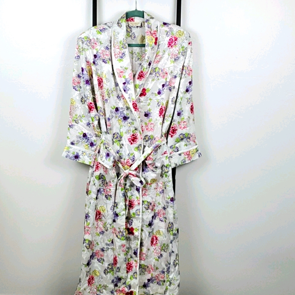 Vintage Victoria Secret floral robe long women size S Y2K